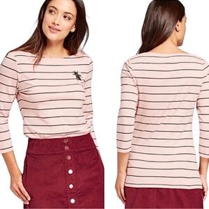 Blush Pink Striped Bee Top 🤍🐝🔲